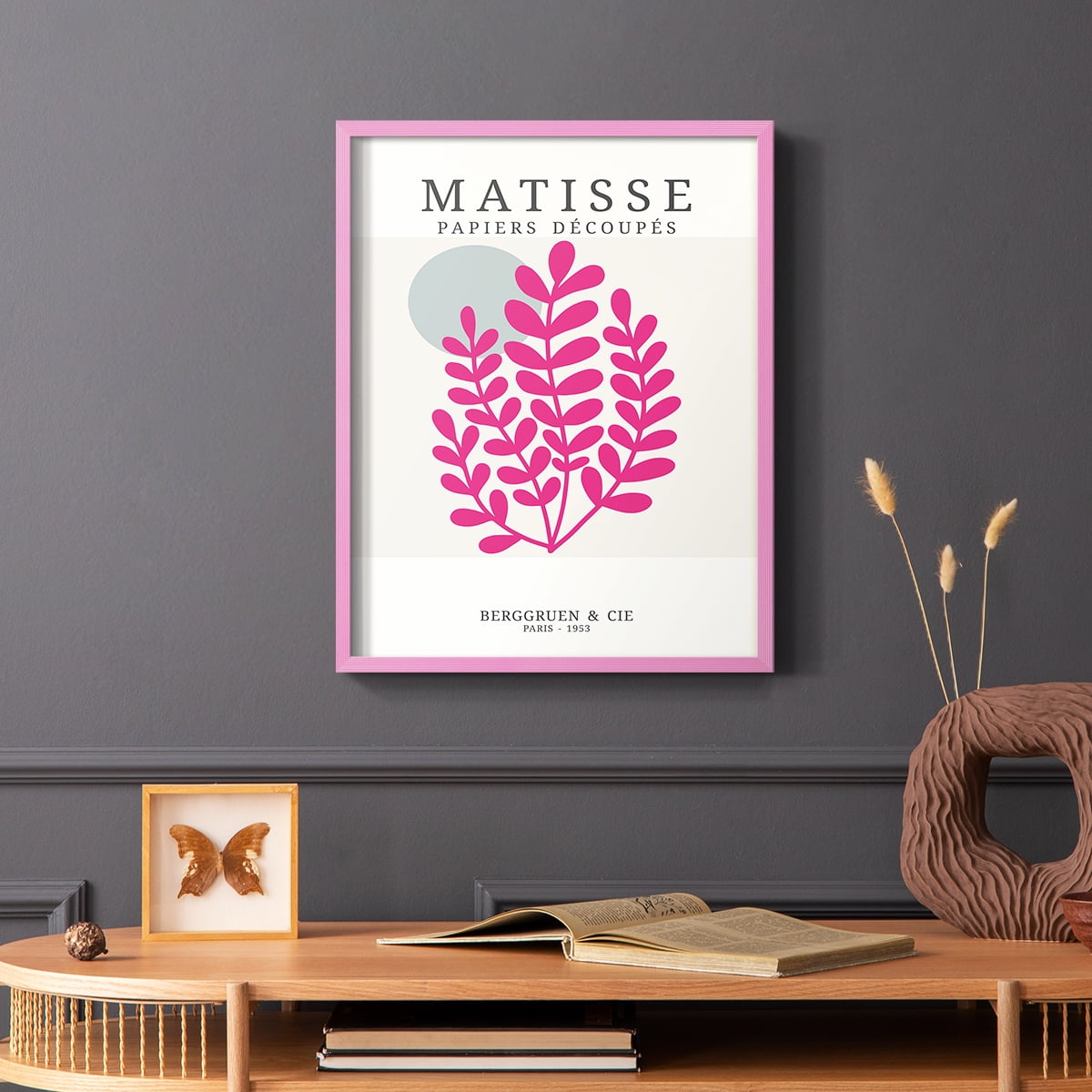 Matisse CDXXI in Pink Solid Wood Framed Print No Nail Hanging