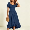 thumbnail image 4 of Oksale Halloween Womens Peasant Dress Puff Sleeve Flowy A Line Medieval Midi Dresses Ruffle Hem High Low Dress Zip Back Wench Renaissance Dresses Navy S, 4 of 8