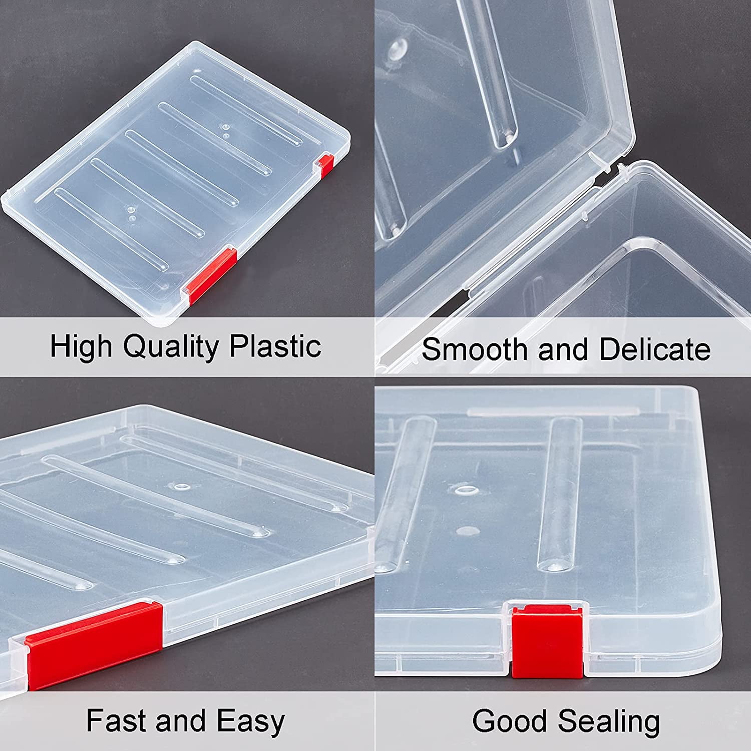 PH 3 Pack A4 File Paper Case File Project Case Plastic Portable Project Case Scrapbook Case for Organizing and Protecting Magazines Stamps Photos CDs Graphics Paint Brush 12x9 inch