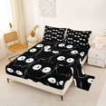 thumbnail image 2 of Manfei Cute Cartoon Cat King Sheets, Abstract Kitten Bedding, Black White, 4 Pieces, 1 Flat Sheet, 1 Fitted Sheet and 2 Pillowcases, 2 of 6
