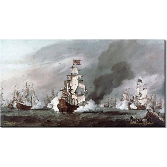Ships by Velde Wall Art Picture Decor Sign on Stretched Canvas, Ready to Hang!.