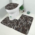 thumbnail image 2 of Brown Gray Camo Abstract Shapes Pattern Bathroom Rugs Sets 3 Piece,Toilet Cover Set,Absorbent Non Slip Bathroom Mats Sets with U-Shaped Contour Rug Toilet Rug Set, 2 of 5