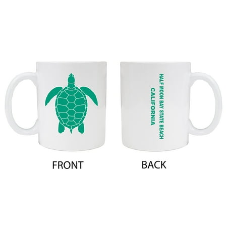 

Half Moon Bay State Beach California Souvenir White Ceramic Mug Turtle Design 2-Pack