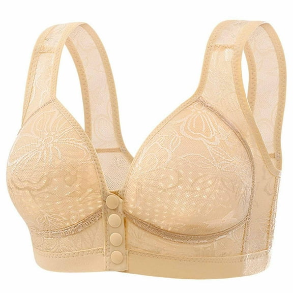 LLYWEY Womens No Wire Bra Racerback Bras Women Ladies Full Coverage Bra Style-762 Women Padded Bra Feature Adult Female Training Sports Bras Beige 40B