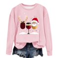 thumbnail image 2 of ClodeEU Christmas Pullover For Womens，Round Neck Three-Quarter Sleeve Blouse ，Loose Casual Tshirt Top Pink,Womens Plus XXL, 2 of 4