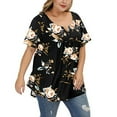 thumbnail image 4 of Puntoco Moda Mujer Tallas grandes Impresión Pachwork Manga corta O-cuello Casual tops Blusa Puntoco Puntoco-3351, 4 of 4