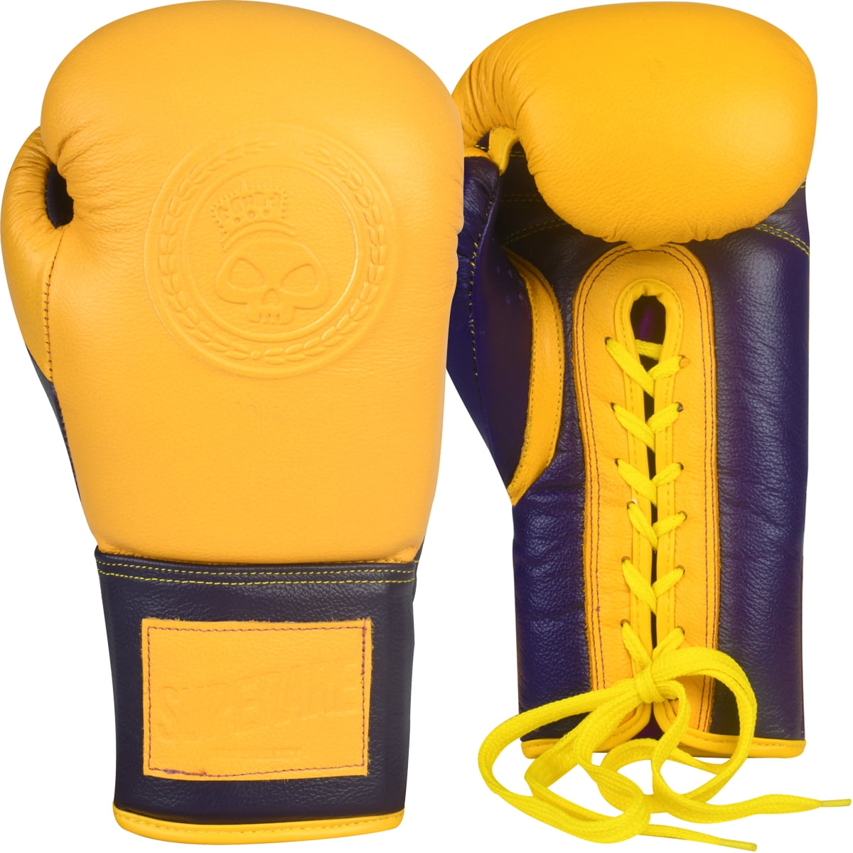 Superare Showtime Lace Up Training Boxing Gloves 16 oz. Yellow