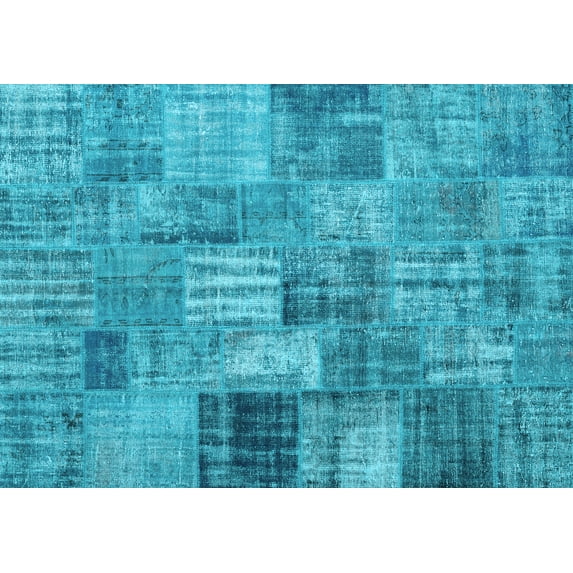 Ahgly Company Machine Washable Indoor Rectangle Persian Light Blue Traditional Area Rugs, 8' x 10'