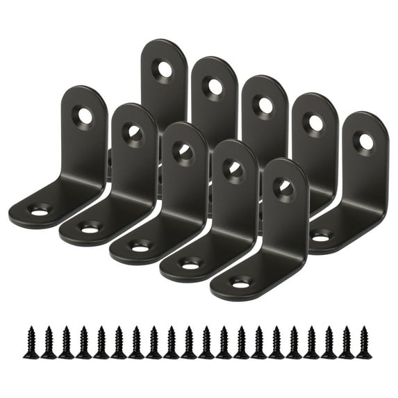 30 x 30mm Angle Bracket Stainless Steel Black L Shaped Angle Brackets Corner Braces with Screws, 10pcs