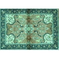 thumbnail image 1 of Ahgly Company Machine Washable Indoor Rectangle Persian Turquoise Blue Traditional Area Rugs, 7' x 9', 1 of 4