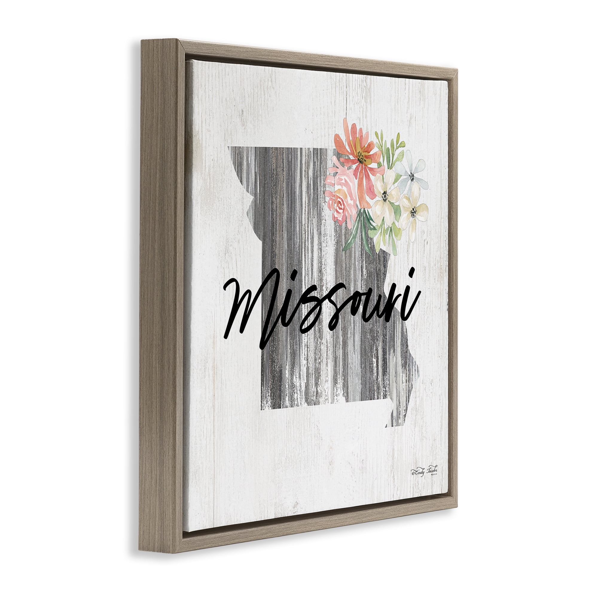 Stupell Industries Shabby Chic Missouri Botanical & Floral Painting Brown Floater Framed Canvas Art Print Wall Art, 18 x 18
