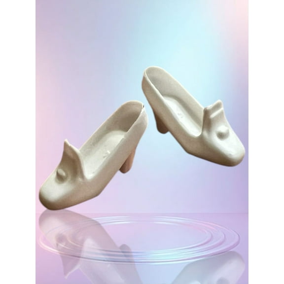 Doll Shoes White Heels Embellished Front
