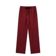 thumbnail image 2 of Riecok Mens Elastic Waist Pants Wide Leg Palazzo Pant Drawstring Solid Stylish Trousers with Pockets Red 2XL, 2 of 5