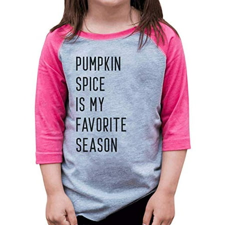

7 ate 9 Apparel Girls Pumpkins Spice Fall Pink Raglan