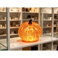 thumbnail image 3 of Light Up Pumpkin Lamp Round Pear Gourd Orange Pumpkin Light LED Fall Autumn Halloween Crackle Mosaic Tabletop Decor Home Window Shelf Ornament, 3 of 5