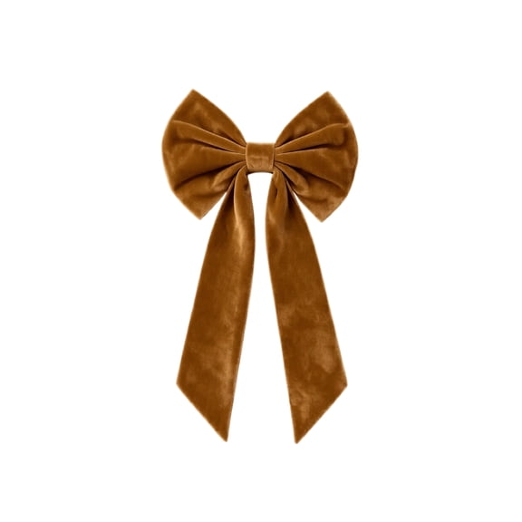 Velvet Chair Back Bows, Stretchable Pre-Tied Chair Sashes, Elegant Decorative Ribbon Ties for Christmas, Wedding, Banquet, Birthday Party & Dining Room Decor, Brown