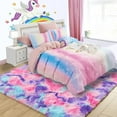 thumbnail image 4 of Softlife Soft Rainbow Area Rugs Fluffy Colorful Rugs Cute Floor Carpets Shaggy Playing Mat for Bedroom Home Decor,6'x9',Hot Pink, 4 of 6