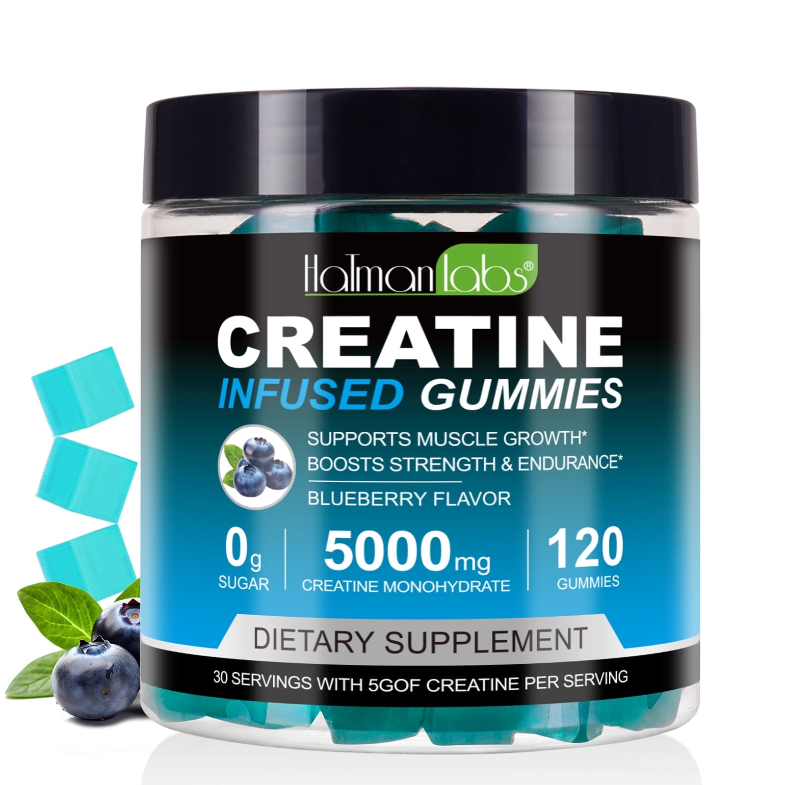 Creatine Infused Gummies-Creatine Monohydrate 5,000mg, Supports Muscle Strength, Endurance & Recovery (Blueberry Flavor,120 Gummies)