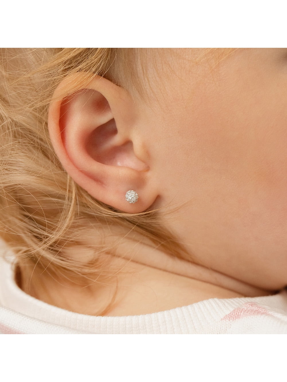 925 Sterling Silver 4mm CZ Burst Kids Screw Back Earring Studs Toddler Girls