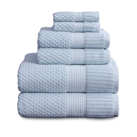 NY Loft 100% Cotton 6-Piece Bath Towel Set | Blue | Oeko-TEX | Quick-Dry