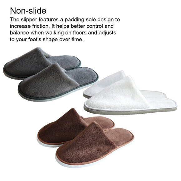 10 Pairs Coral Fleece Disposable Hotel Slippers Men Women 10 Pairs Coral Slides Non-slide Shoe SPA Slipper Shoes Passenger Guest White