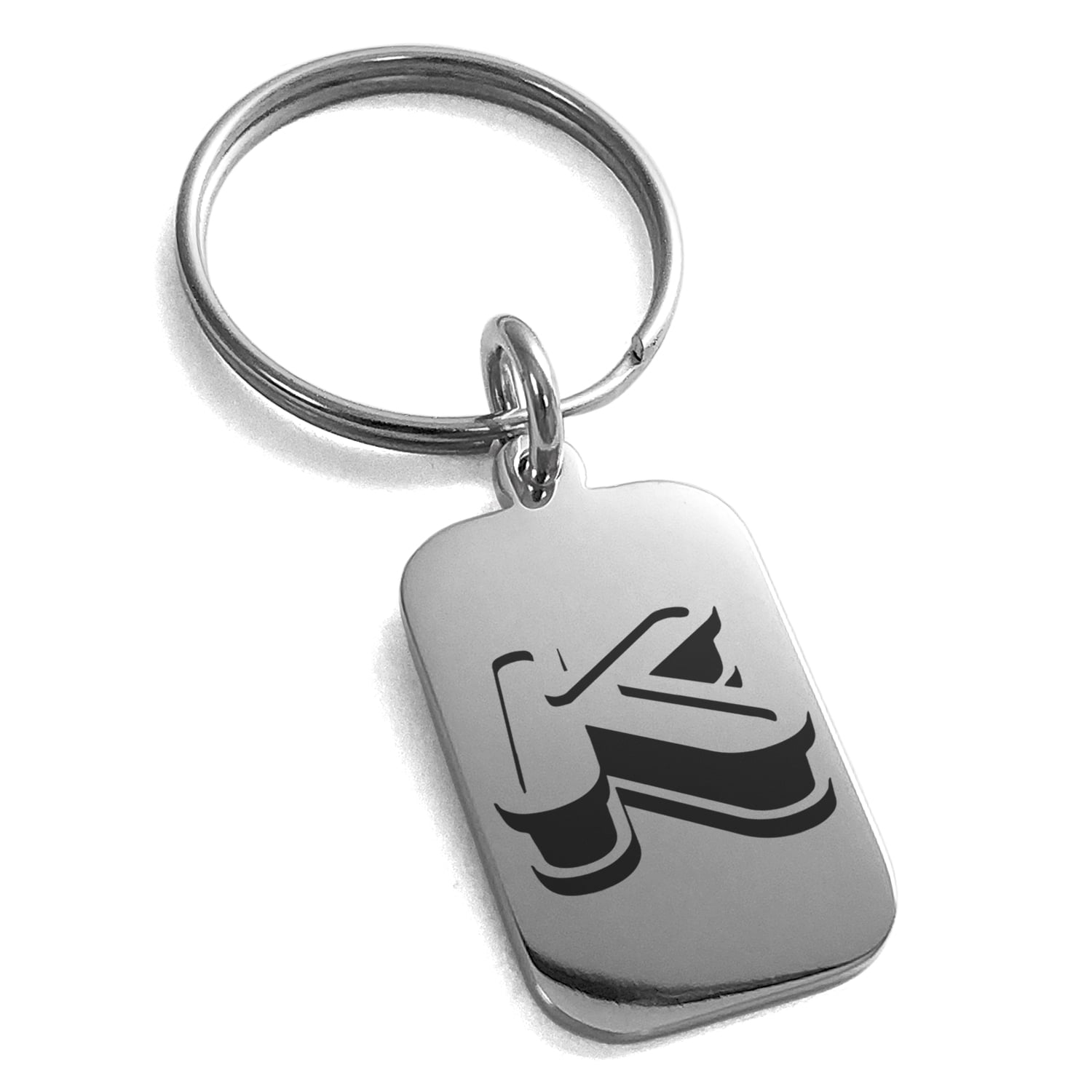 Key Chain K Stainless Steel Letter K Initial 3D Monogram Engraved Small Rectangle ...