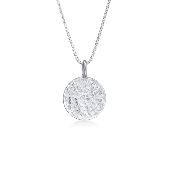 KUZZOI KUZZOI Men 0.22" Coin Pendant Necklace Curb Chain 925 Silver