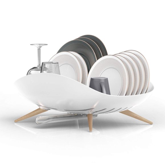 carrotez Dish Drying Rack, Dish Rack, Dish Drainer, Dish Drying Rack with Swivel Spout, Kitchen countertop, Easy Installation, Durable, Rustproof, White