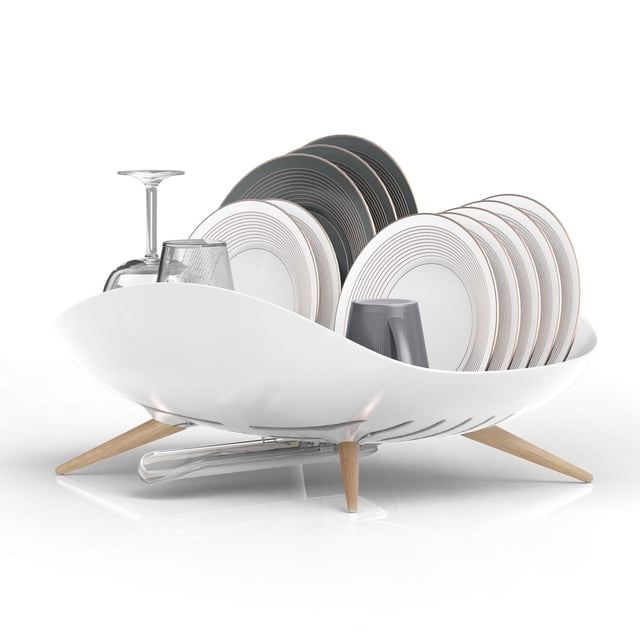 carrotez Dish Drying Rack, Dish Rack, Dish Drainer, Dish Drying Rack with Swivel Spout, Kitchen countertop, Easy Installation, Durable, Rustproof, White