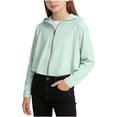 thumbnail image 2 of Juesizh UPF50+ Girls Long Sleeve Shirts Solid Color Summer Sun Shirt Casual Fashion Hooded Sun Protection Rash Guard, 2 of 8