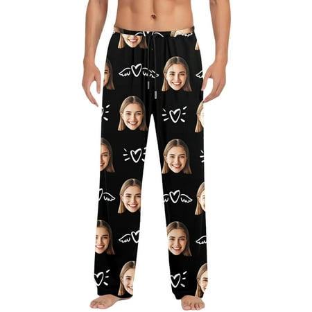 ZHOUCHANKIDS Mens Valentine s Day Pants Men s Casual Drawstring Pants Soft Comfortable Printed Design For Home Wear And Daily Relaxation Black XXXL