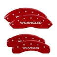 thumbnail image 2 of MGP Caliper Covers 42007SWRGRD Wrangler Script Logo - Red Powder Coat - Set of 4 Fits select: 2015-2017 JEEP WRANGLER UNLIMITED SPORT, 2012 JEEP LIBERTY SPORT, 2 of 4