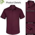 thumbnail image 6 of HISDERN Bamboo Viscose Dress Shirts for Men Lightweight Red Short Sleeve Button Down Shirt Classic Fit, 6 of 11
