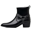 thumbnail image 4 of Mepaouo Mens Chelsea Boots Square Toe Western Cowboy Boots Comfy Leather Dress Boots for Men, 4 of 8