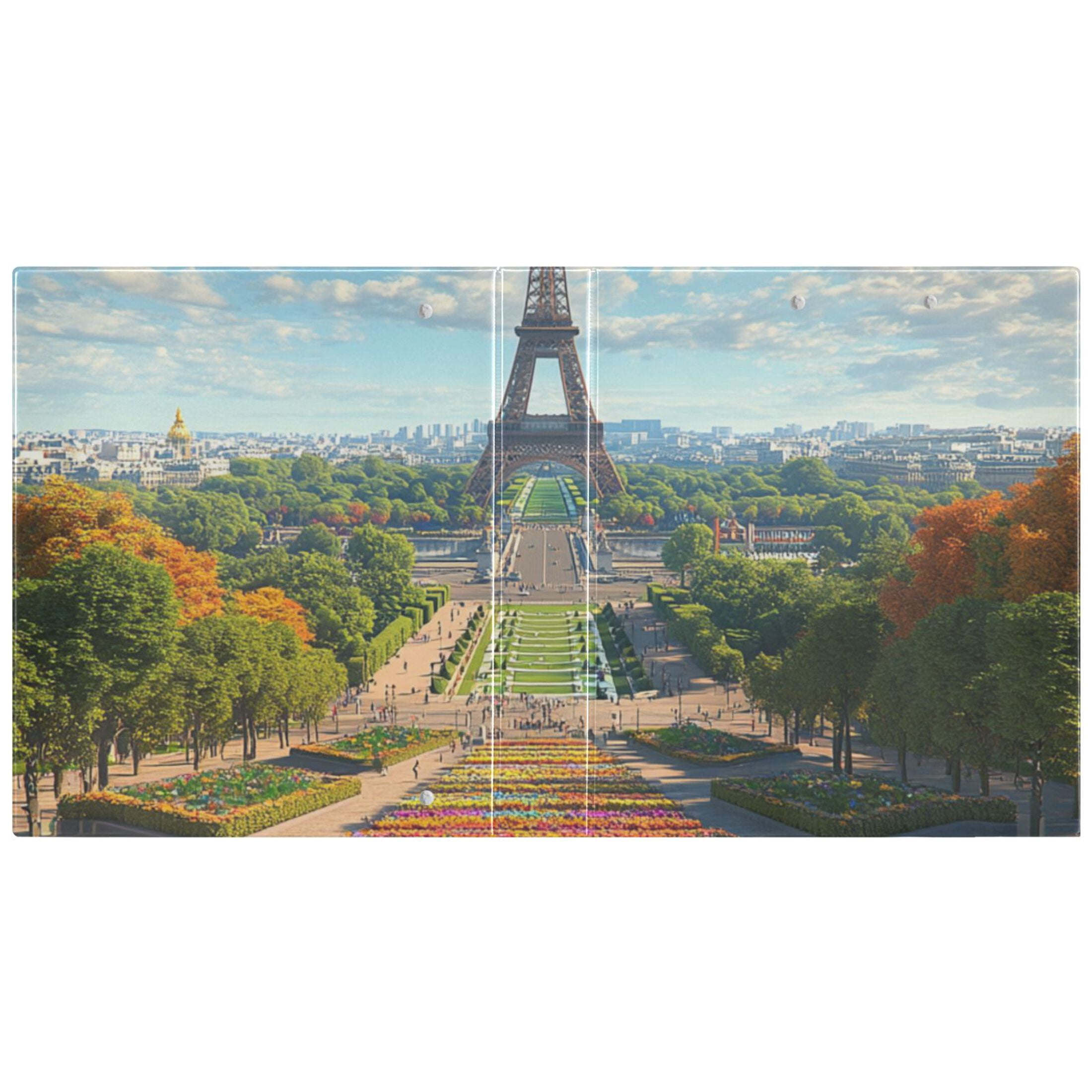 Tower and Trees Flowers 3 Ring Binders 1.5 inch Hardcover File Folders with Interior Pockets A4 Size Organizer for School Office Hospital