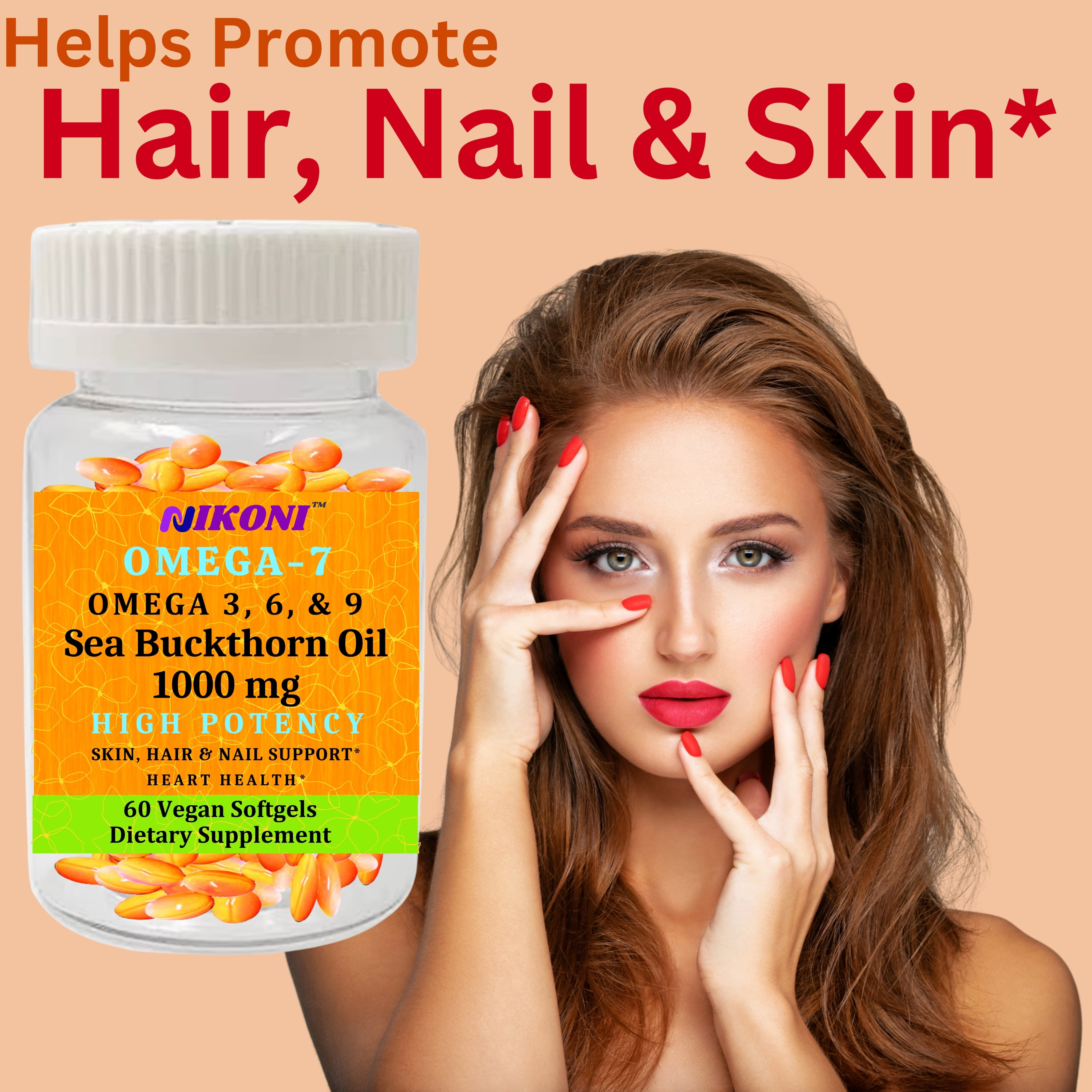 Nikoni Organic Sea Buckthorn Oil Omega-7 Antioxidant Support Vegan Softgels 240 Count