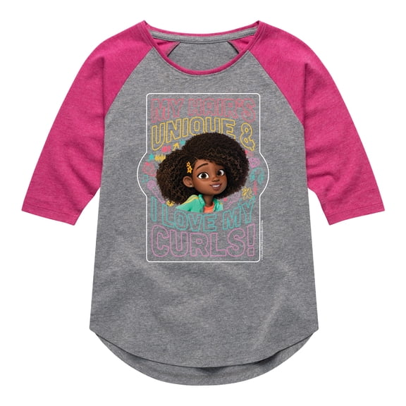 Karma's World - My Hair's Unique - Toddler And Youth Girls Raglan Graphic T-Shirt