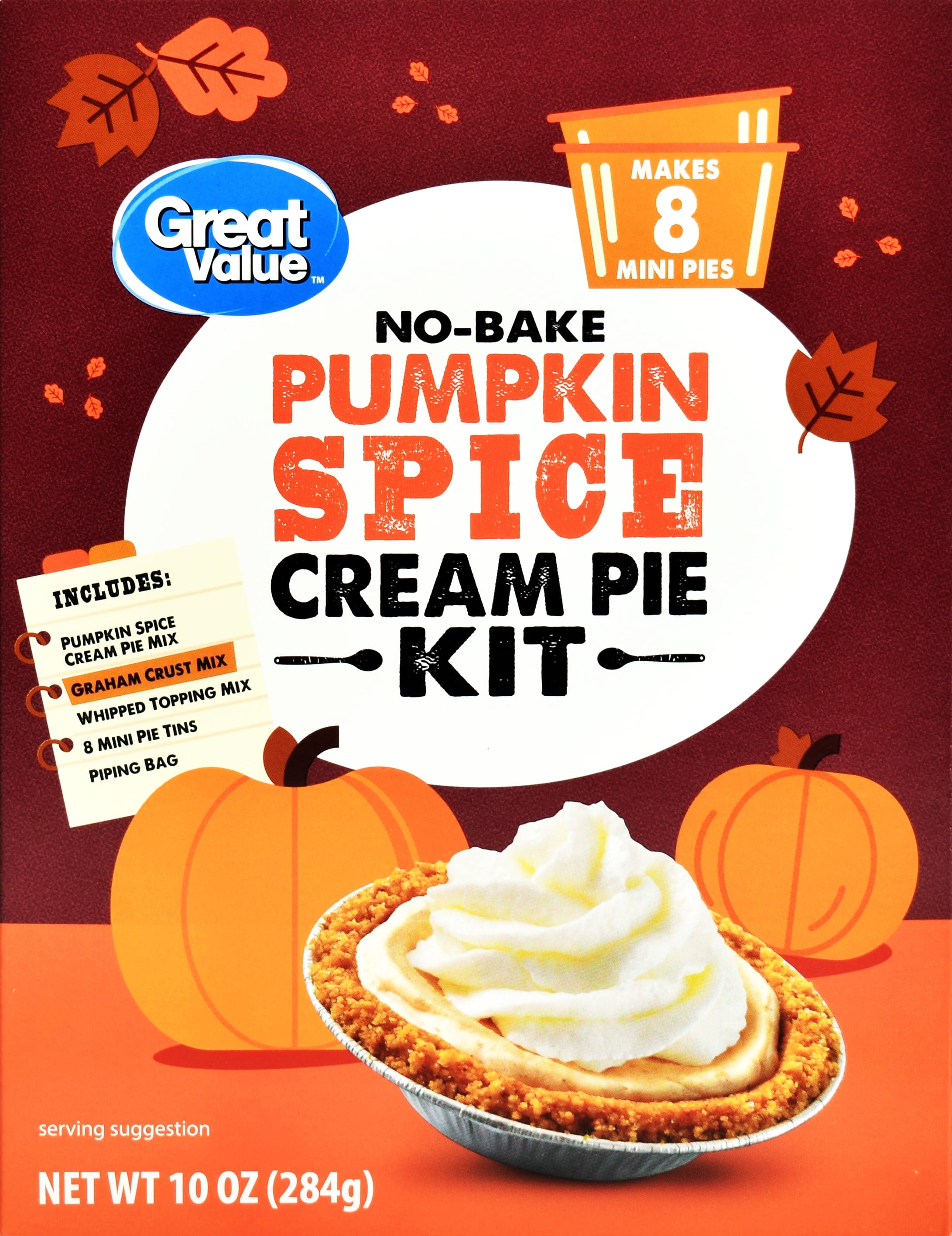 Great Value Pumpkin Spice Cream Pie Kit No-Bake Mixes, 10 oz Box