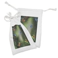thumbnail image 2 of Butterfly Fabric Pouch Set of 2, Deep Forest Rain Season Leaves Nature Print, Small Drawstring Bag for Toiletries Masks and Favors, 9" x 6", Peacock Green Dark Cocoa, by Ambesonne, 2 of 2