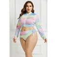 thumbnail image 4 of Womens Long Sleeve Zipper Front high Waist Thong Bikini Set 3 Piece Swimsuit, 4 of 5