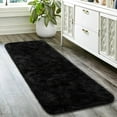 thumbnail image 5 of Luxury Fluffy Area Rug Runner Modern Shag Rugs for Bedroom Living Room, Super Soft and Comfy Carpet, Cute Carpets for Kids Nursery Girls Home, 2x6 Feet Black, 5 of 9