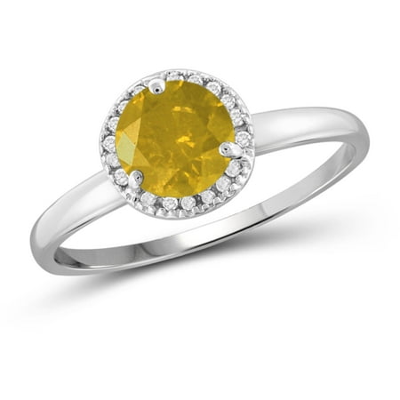 JewelersClub 1.00 Carat T.W. Round-Cut Yellow and White Diamond Sterling Silver Halo Ring