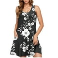 thumbnail image 2 of Drses‌‌ ‌‌‌‌‌‌‌‌‌‌‌‌‌‌‌Women's Floral Print Sleeveless Round Neck Swing Dress - Loose T-Shirt Sundress with Pockets for Beach & Vacation, 2 of 5