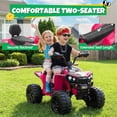 thumbnail image 3 of 24V Kids Ride On ATV for Ages 3-8, 4WD Electric Quad with 4 Motors, Bluetooth Music, LED Lights, Spring Suspension, 3-5 km/h, 110 lbs Capacity, Battery Powered Toy for Boys Girls, Pink, 3 of 8