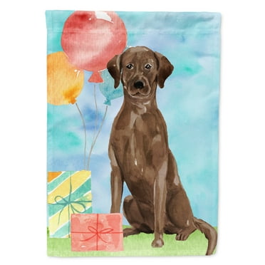 Happy Birthday Chocolate Labrador Retriever Garden Flag