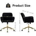 thumbnail image 3 of HMFULE Artificial Rabbit Hair Home Office Chair with Golden Metal Base Adjustable Desk Chair with Wheels Computer Vanity Chair for Living Room Small Spaces Black, 3 of 7