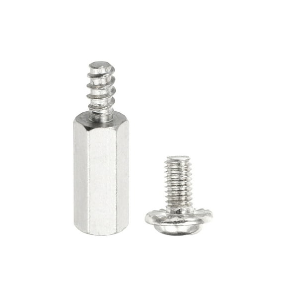 12 Set M3 x 8mm   6mm Hex Motherboard Standoffs with Screw, Silver White