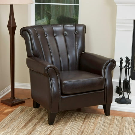 Clifford Channel Tufted Leather Club Chair - Brown
