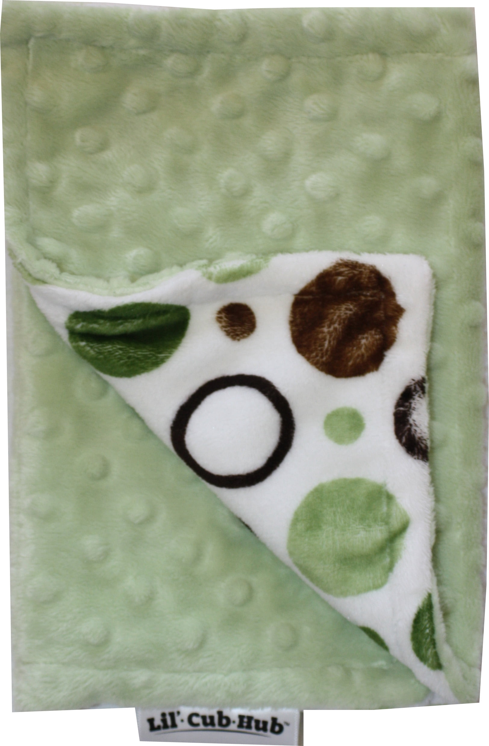Lil' Cub Hub Green Brown Circles /Sage Dimple Dot Burp Cloth