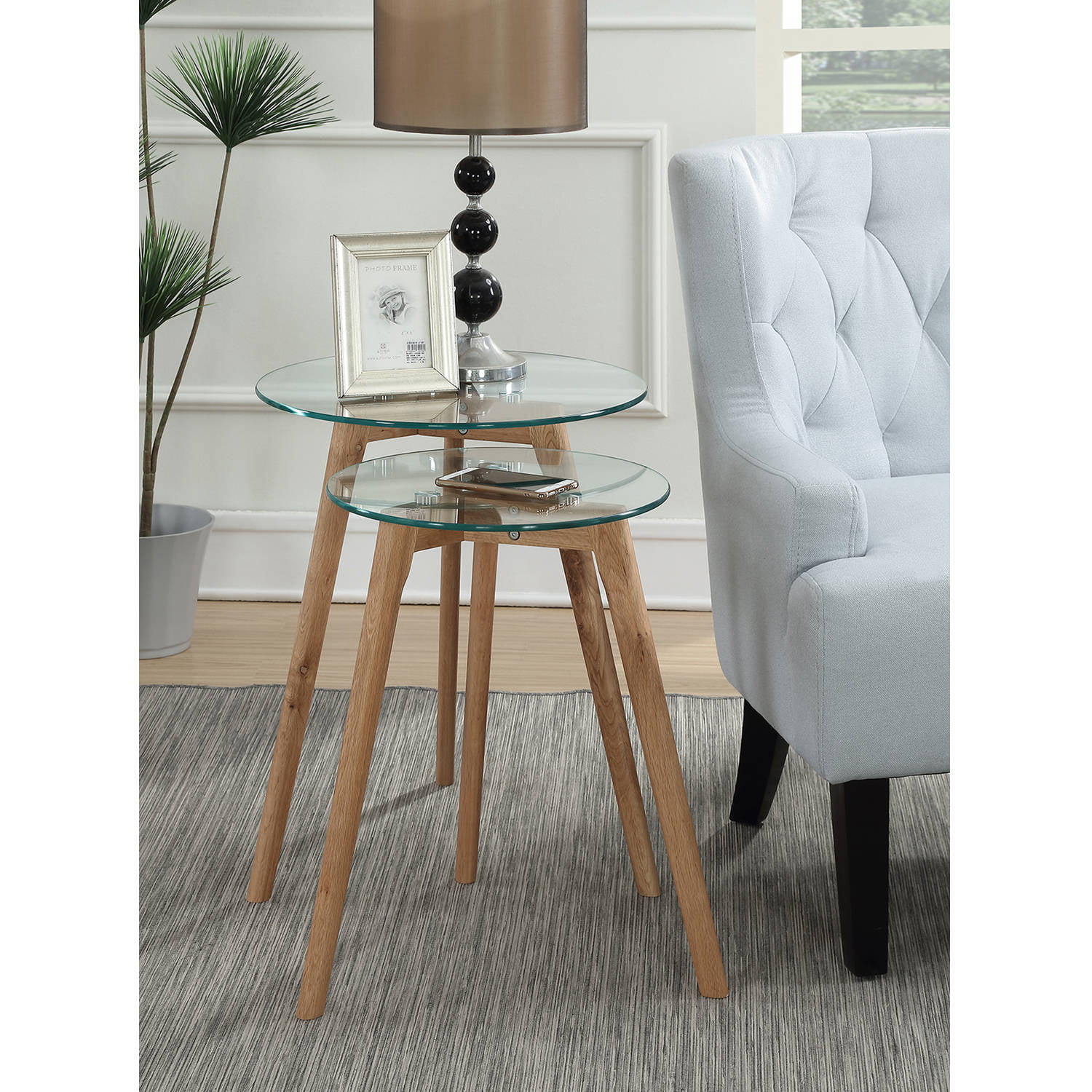 Prospect Hill Wicker End Table with Glass Tabletop Cloud White